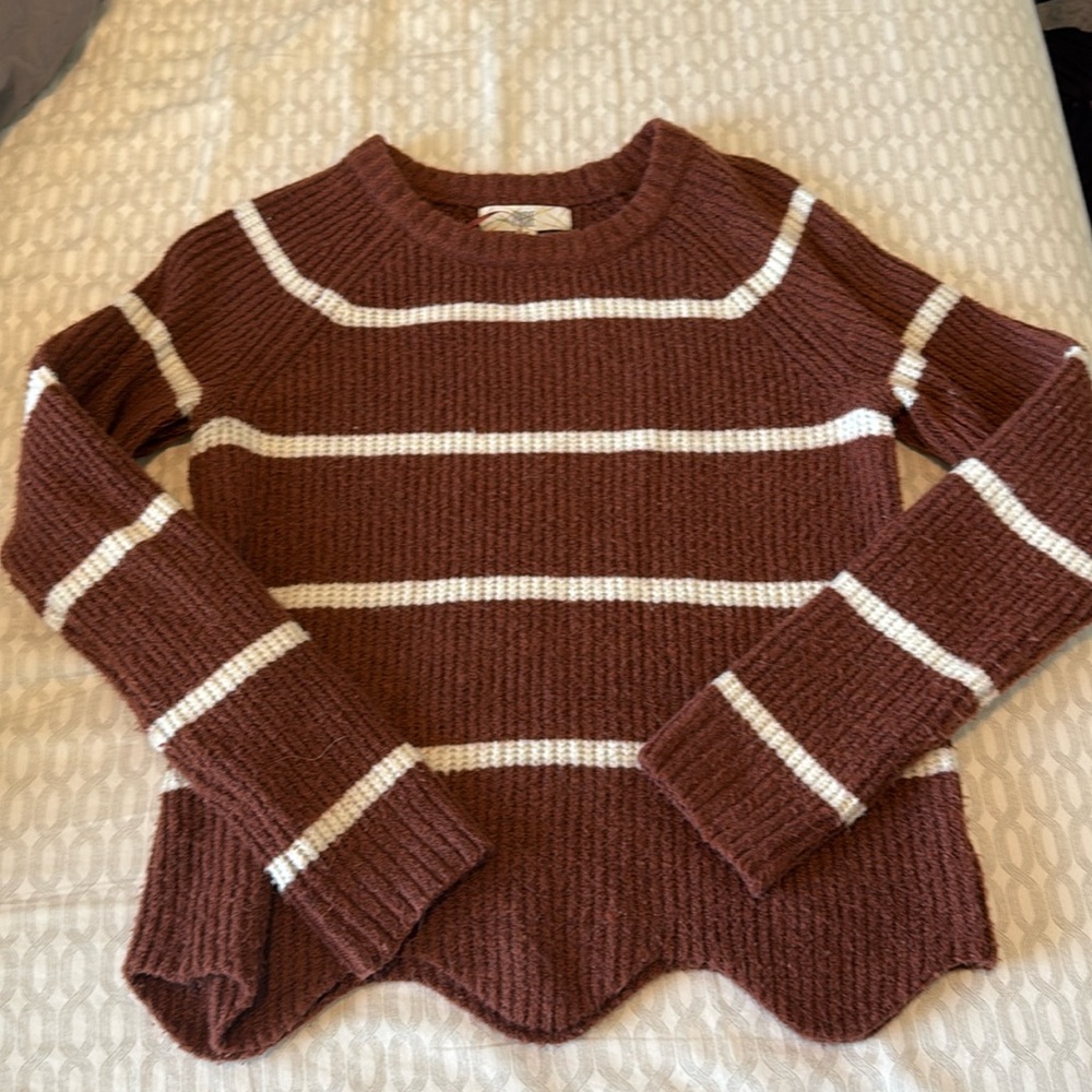 Rust & Cream Striped Sweater